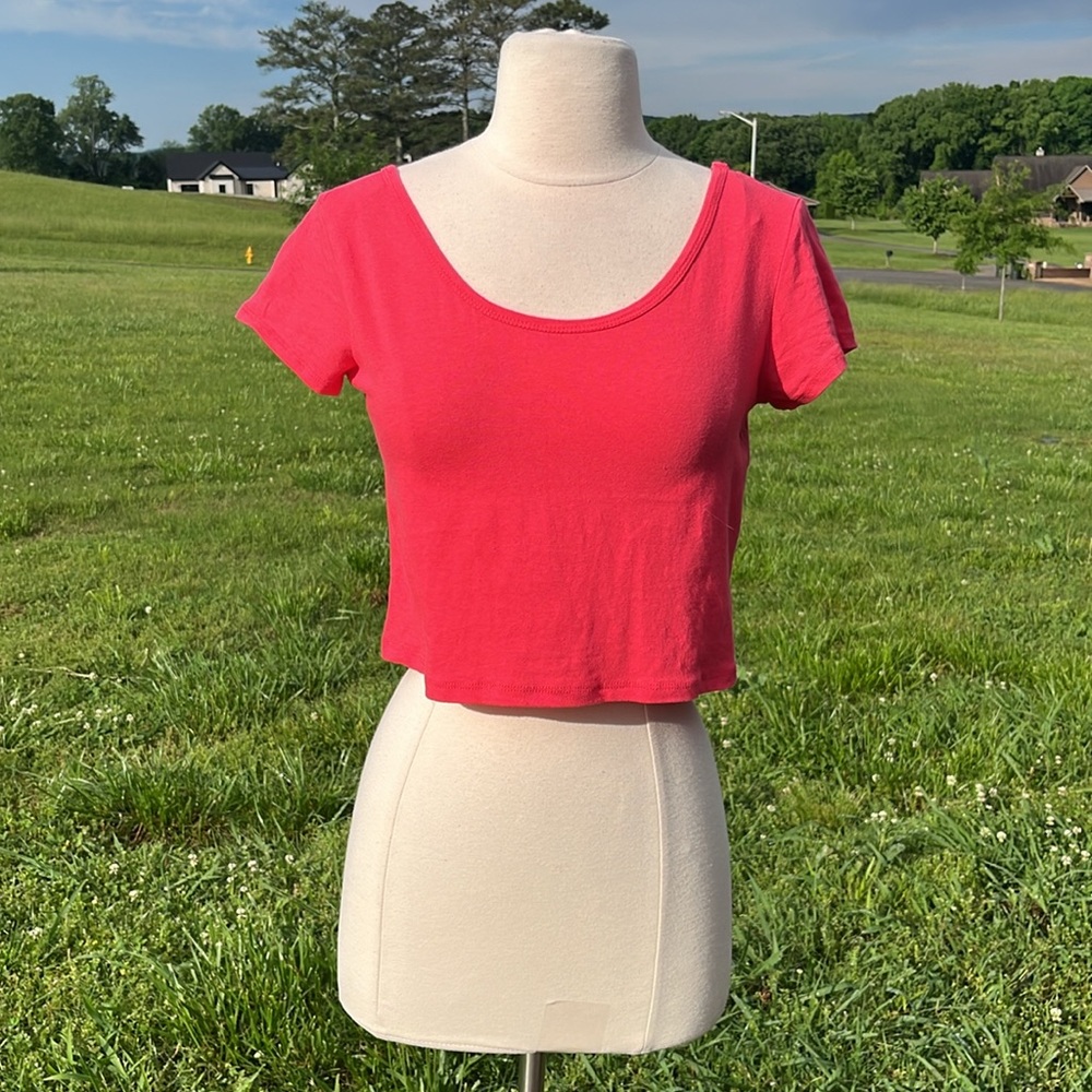 Cherish Coral Pink Cotton Crop Top Womens Large